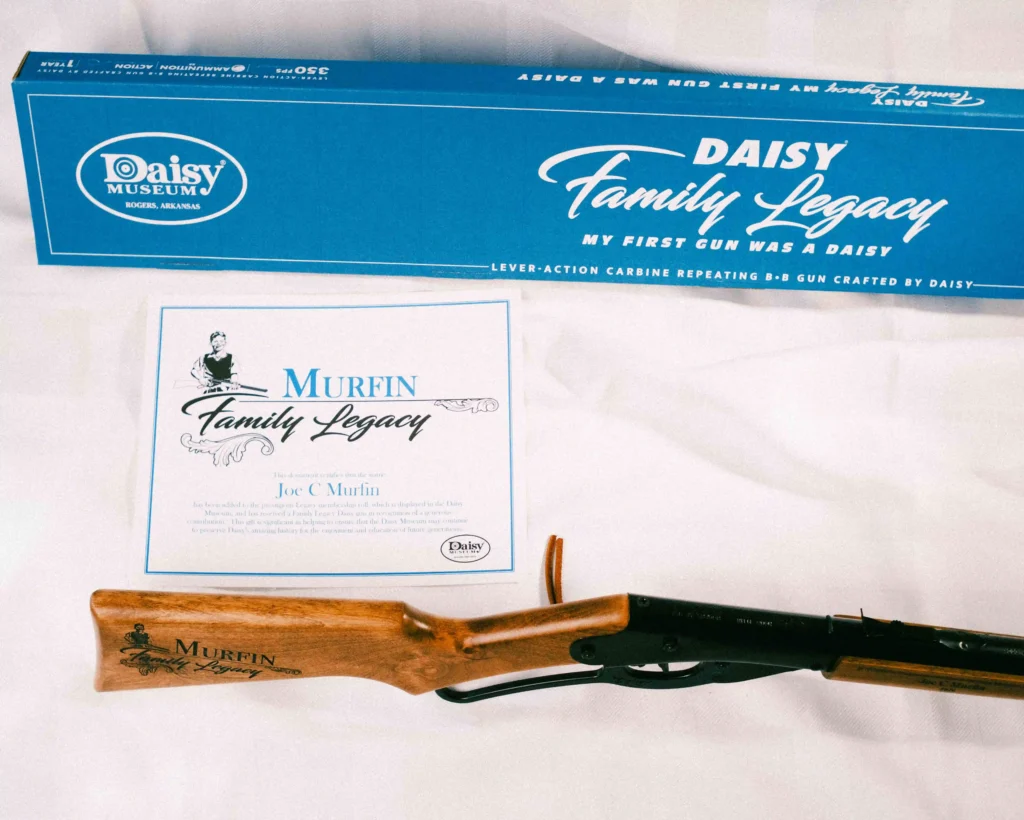 The fullDaisy Family Legacy package, including certificate and customized BB gun.